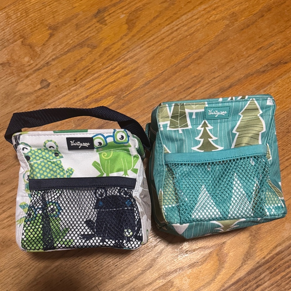 Thirty-One Mini Bags with Frog and Tree Patterns